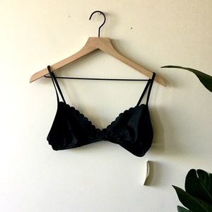 J. Crew Scallop Black Bikini Top